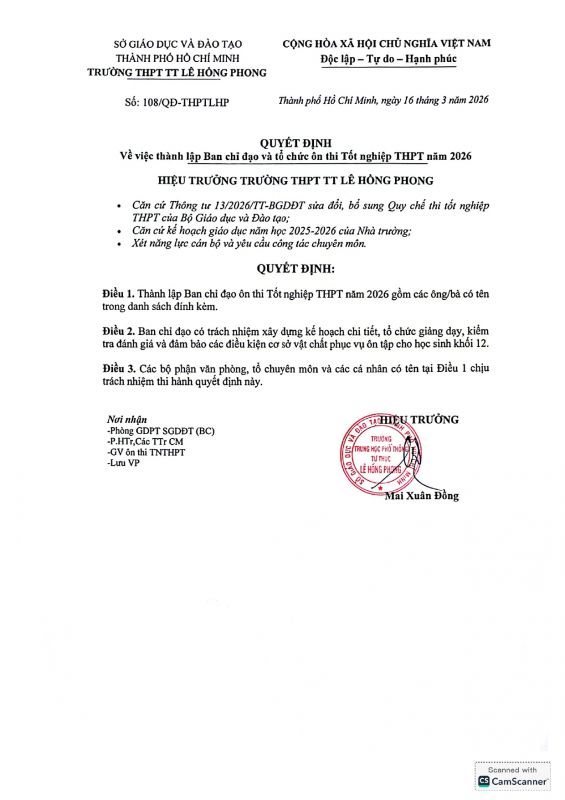 KẾ HOẠCH ÔN THI TỐT NGHIỆP THPT NĂM HỌC 2025 - 2026